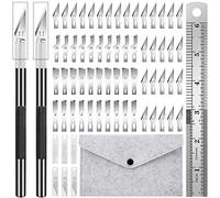 Cpolebev 64 Pezzi Exacto Knife Precision Craft Exacting Hobby Knife Set con Lame, Righello, Set di Coltelli Artigianali per Intaglio di Opere D'Arte DIY