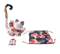 Cpolebev 8,6 Pollici Ceramica Maneki Gatto Fortunato Salvadanaio Salvadanaio Giapponese Coda Lunga Fortuna Gatto Feng Shui Decorazioni per La Casa, A
