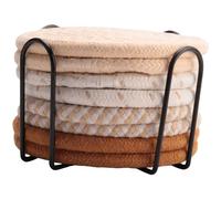 Cpolebev 8 Pezzi Sottobicchieri per Bevande con Supporto, 4 Colori Sottobicchieri Assorbenti per Bevande, Set di Sottobicchieri nel Tessuto di Cotone per La Decorazione Domestica A