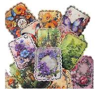 Cpolebev 80 Fogli di Carta per Album A Forma Floreale, Carta per Decoupage Vintage per Forniture per Diari Spazzatura, Carta Decorativa Estetica