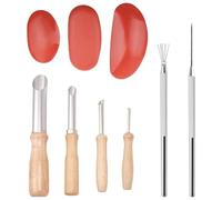 Cpolebev 9 Strumenti per Scolpire L'Argilla con Manico in Legno, Kit di Strumenti per Intagliare la Ceramica, Strumenti per Rifinire L'Argilla in Ceramica, Durevoli e Facili da Usare.