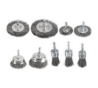 Cpolebev 9PC Set di Pennelli per Penna un Tazza con Ruota un Filo un Crimpare Grossolano per Trapano, nel Filo di Acciaio al Carbonio con Codolo Esagonale per Rimuovere La