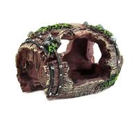 Cpolebev -Acquario Barile Artificiale Grotta Ornamenti in Resina Accessori Paesaggistici per Acquario Acquario Decor Sfondo Facile da Usare