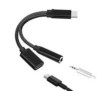 Cpolebev Adattatore Audio di Ricarica da Tipo C a 3,5 Mm Audio AUX per Cuffie Splitter USB C 2 in 1 per Splitter per Smartphone