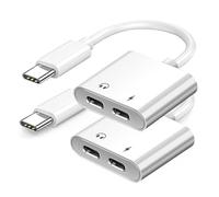 Cpolebev Adattatore per Caricabatterie per Cuffie da USB C A USB-C da 2 Pezzi, Adattatore Audio 2 In 1 di Tipo C con Ricarica Rapida PD, Dongle Splitter USB C
