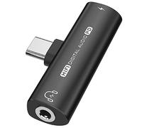 Cpolebev Adattatore per Cuffie da 3,5 Mm da USB Tipo C a USB C/3,5 Mm Convertitore Audio per Cuffie Decodificatore Digitale 32 Bit/384 KHz PD27W Nero
