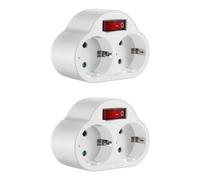 Cpolebev Adattatore per Presa da 2 Pezzi con Interruttore, Presa Portatile da 250 V/16 un 3680 W Presa per Piastra un Muro per Ufficio, Casa, Viaggio Spina Europea