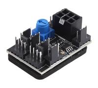 Cpolebev Adattatore per Ventola Un 3 Pin e 4 Pin PWM per PC Hub Ventola di Raffreddamento Splitter Un 8 Vie Regolatore di velocità 12V con Porta di Alimentazione Un 6 Pin
