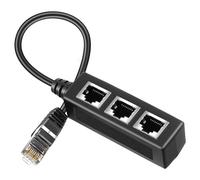Cpolebev Adattatore Splitter Ethernet RJ45 per Espansione di Rete Domestica, Ufficio, Scuola Nero 1 Pezzo