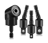 Cpolebev Adattatore Trapano Ad Angolo Retto A 90 Gradi 4 In 1 Prolunga Punta Trapano Ad Impatto Nera Set da 1/4 3/8 1/2 Pollici Adattatore Presa Ad Impatto di Industriale.