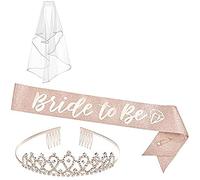 Cpolebev Addio al Nubilato Decorazioni Kit Glitter Rosa Forniture per L'Addio al Nubilato Sposa per Essere Fascia, Diadema, Velo
