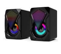 Cpolebev Altoparlanti per Computer X2 con Subwoofer per PC Computer Desktop Laptop Illuminazione Un LED Home Theater Scatola Audio Cablata USB