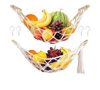 Cpolebev Amaca per Frutta Sospesa 2 Pezzi, Cesto per Amaca per Frutta in macramè, Amaca per Frutta per Cucina Il Mobiletto, Amaca per Frutta A Banana Durevole