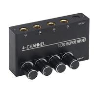 Cpolebev Amplificatore per Cuffie Amplificatore Stereo Compatto per Auricolari Amplificatore Audio 4 Canali per Jack da 6,35 mm con Controllo del Volume Durevole