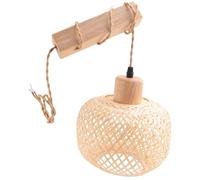 Cpolebev Applique da Parete retrò in Legno di Rattan Intrecciato Applique Lampada da Comodino per Soggiorno Decorazione Camera da Letto Vintage Illuminazione-A