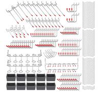 Cpolebev Assortimento di Ganci per Pannello Forato da 228 Pezzi con Set di Ganci nel Metallo, Contenitori per Forati, Serrature per Pioli per Organizzare Archiviazione