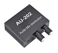 Cpolebev AU-202 Mixer Stereo Un 2 Ingressi e 2 Uscite Distributore Audio per Cuffie Alimentazione Esterna AMP Controllo del Solo Volume