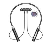 Cpolebev Auricolare Bluetooth Wireless Tipo di Collo Riduzione del Rumore Stereo Scheda Plug-in Universale Sport Ear Headset Mic,Nero