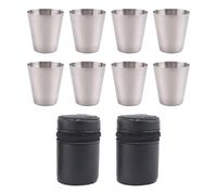 Cpolebev Bicchieri da Vino nel Acciaio Inossidabile da 30 Ml con Bicchierini da Vino con nel Pelle per Bar da Cucina di Casa