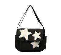 Cpolebev Borsa A Tracolla da con Design A, Regolabile, con Tasche Laterali, A Tracolla con Cerniera, Nera