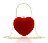 Cpolebev Borsa da Sera A Forma di Cuore In Velluto, Clutch con Tracolla In Strass, Adatta per Feste di San e Prom, di Facile Utilizzo e Resistente, con Finiture di Alta Qualità.