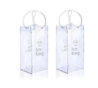 Cpolebev Borsa per Vino Ghiacciato da 2 Pezzi Borsa Termica per Vino Trasparente Pieghevole Portatile per Feste, attività All'Aperto, Champagne, Birra Fredda