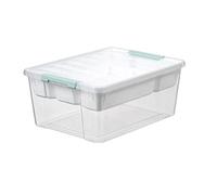 Cpolebev Borsa Portaoggetti Impilabile in Plastica Trasparente Profonda con Coperchio Trasparente con Chiusura A Scatto, Soluzione Organizzativa per la Casa Trasparente