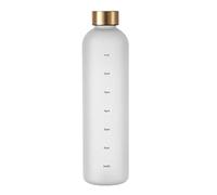 Cpolebev Bottiglia d'Acqua da 1 Litro con Indicatore del Tempo 32 OZ Bottiglia Motivazionale Riutilizzabile per Sport Fitness Borraccia in Plastica Smerigliata a Tenuta Stagna Bianca