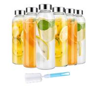 Cpolebev Bottiglie di Succo di Vetro con Coperchi per Succhi da 18 Oz, Bottiglie D'Acqua Riutilizzabili In Vetro Trasparente con Tappo Ermetico per Frigorifero