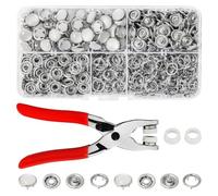 Cpolebev Bottoni Automatici con Perle per Pinze per Tessuti, Kit Bottoni Automatici in Metallo per Abbigliamento, Camicie, Tutine, Pagliaccetti, Set da 120