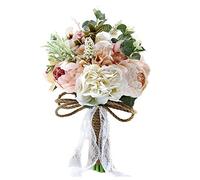 Cpolebev Bouquet di Fiori di Peonia Rosa Artificiale per Bouquet da Sposa Fatto Un Mano da Damigella d'Onore Bouquet da Sposa nel Seta con Fiore