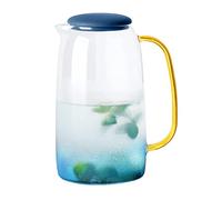 Cpolebev Brocca in Vetro con Coperchio, Brocca per Limonata, Brocca per tè, Caraffa in Vetro Borosilicato, per Acqua Calda e Fredda, Bevande, Vino, tè