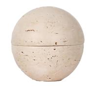 Cpolebev Bruciatore di Incenso A Sfera in Travertino Beige, Pietra di Marmo Naturale, Decorazione per La Casa, Ornamento Religioso Rotondo A