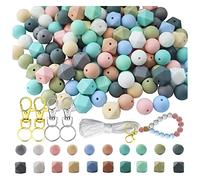 Cpolebev Bulk Round Bead Large Beads 150Pcs Perline in Silicone per La Creazione di Gioielli con Cordino e