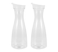 Cpolebev Caraffe D'Acqua nel Plastica da 2 Pezzi da 1 Litro con Coperchi un Linguetta Bianca - Brocche Infrangibili per Uso Alimentare e Riciclabili - Barattolo di Succo