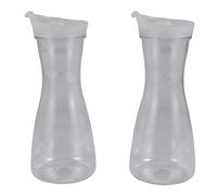Cpolebev Caraffe per Acqua nel Plastica da 2 Pezzi da 0,6 Litri con Coperchi un Linguetta Bianca - Brocche Infrangibili per Uso Alimentare e Riciclabili - Barattolo di Succo
