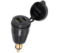 Cpolebev Caricatore Impermeabile con Presa DIN per Moto, Caricatore USB QC3.0 e Presa per Adattatore di Alimentazione di Tipo C da 30 W