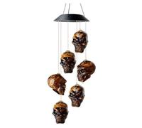 Cpolebev Carillon Eolico Solare A LED con Scheletro di Teschio di Halloween per Esterni per Halloween All'Aperto Giardino Facile da Installare Facile da Usare