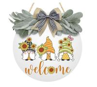 Cpolebev Cartelli di Benvenuto per Porta D'Ingresso - Decori per Porte Decorazioni da Parete per Le Vacanze - Decorazione da Parete con Gnomi, Girasoli, Resistente Facile da Usare 30 X 3