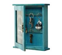Cpolebev Cassetta In Legno, Retrò, da Parete, Armadietto con Porta Magnetica, Resistente Contenitore In Legno Massello con 6 Ganci Durevole e Facile da Usare -B
