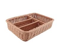 Cpolebev Cassetto da Cucina Organizer Cesto Portaposate 4 Scomparti Forchette da Cucina Coltelli Vassoio Portaoggetti nel Rattan