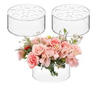 Cpolebev Centrotavola Floreale in Acrilico da 3 Pezzi per Decorazioni per Il Tavolo da Pranzo Vaso da Fiori Rotondo per Matrimoni Vasi Centrotavola A 12 Fori