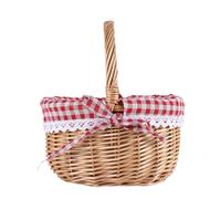 Cpolebev Cesto di Vimini Cesti Regalo Cesto da Picnic Vuoto Ovale nel Tessuto di con Manico Cesto Nuziale Piccolo
