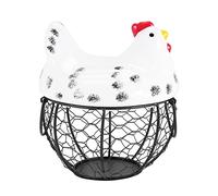 Cpolebev Cesto per Uova, Cesto Porta Uova, Portaoggetti per Organizer Cesto Portaoggetti per Ristorante nel Filo Battuto, Decorazioni per Galline da Cucina (Bianca)