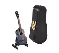 Cpolebev Chitarra in Miniatura in Legno con Supporto e Mini Strumento Musicale Modello di Casa delle Bambole in Miniatura Decorazione Domestica Facile da Installare Facile da Usare