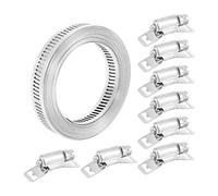 Cpolebev Cinturino per Fascetta Stringitubo nel Acciaio Inossidabile 304 Fascetta Stringitubo con Elementi Fissaggio Fascetta per Flessibili Diy Regolabile Morsetto per Condotti 11,5 Piedi