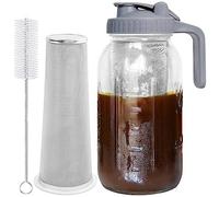 Cpolebev Cold Brew Coffee Maker 64Oz Cold Brew Brocca con Filtro Super in Acciaio Inossidabile per caffè Ghiacciato Barattolo per Birra Fredda caffè, tè -B
