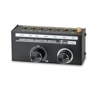 Cpolebev Commutatore Audio - Commutatore Audio Stereo A 6 Vie da 3,5/6,35 mm - Selettore Sorgente Segnale Scatola Divisoria con Controller di