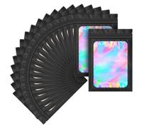 Cpolebev Confezione da 100 Sacchetti in Mylar Borsa da Imballaggio Olografica A Prova di Odore per Piccole Buste Buste Richiudibili (3X5 Pollici) Facile da Usare Nera