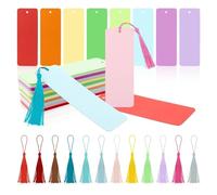 Cpolebev Confezione da 100 Segnalibri Colorati In Cartoncino Bianca con 100 Nappe Colorate, Segnalibri In Carta DIY per Progetti Artigianali DIY